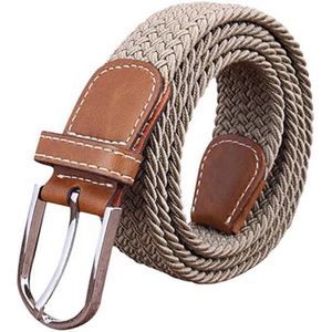 Riem - gevlochten - elastisch - khaki - Sorprese - comfort - unisex - 3,5 cm breed - 100-110 cm lang