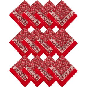 Zakdoeken - Heren - 12 zakdoeken - heren zakdoeken - Boerenzakdoek - 55 x 55 - Rood - zakdoek - Cadeau