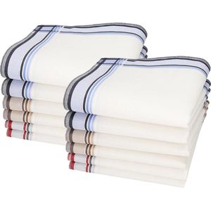 Zakdoeken - Heren - 12 zakdoeken - cadeauset