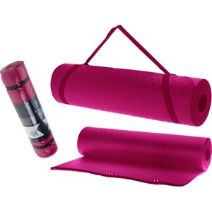XQMax - Fitnessmat - 180cm x 60cm x 1cm - yogamat - roze - Cadeau