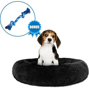 Pawzle Hondenmand - Donut Hondenkussen - Kattenmand - Bed voor Honden & Katten - Wasbaar - 50cm - Zwart