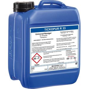 Tickopur R 33 (5 liter), ultrasone vloeistof voor carburateurs en nog veel meer. Reinigingsconcentraat met dosering van 5 procent, ultrasoon reinigingsmiddel voor aluminium