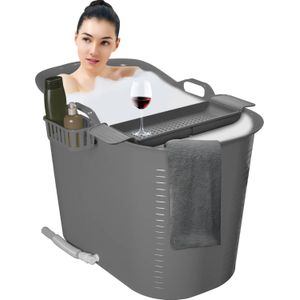 LIFEBATH - Zitbad Nancy - Bath bucket - Mobiele badkuip - 200L - Voor volwassenen - Inclusief Badrek - Grijs
