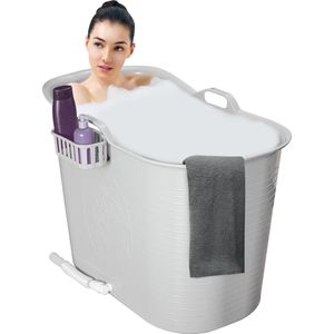 EKEO - Mobiele zitbad voor volwassenen - Ideaal voor de kleine badkamer - Bath Bucket - Badkuip - 200L - Stijlvol en sfeervol - Wit