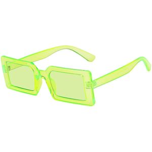 Vierkante Dames Zonnebril Vintage - Fluo Groen - Groene Glazen