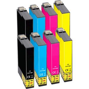 Geschikt voor Epson 16 / 16XL Inkt cartridges - Multipack 8 Inktpatronen - Geschikt voor Epson Workforce WF-2010W - WF-2510WF - WF-2520NF - WF-2530WF - WF-2540WF - WF-2630WF - WF-2650WF - WF-2660WF - WF-2750DWF - WF-2760DWF