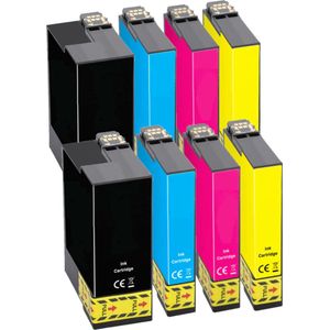 Geschikt voor Epson T1306 Inkt cartridges - Set 8 Inktpatronen - Geschikt voor Epson WorkForce WF-3520DWF - 3540DTWF - Stylus SX525WD - SX535WD - Stylus Office BX320FW - BX525WD - BX625FWD - BX635FWD - T1301 - T1302 - T1303 - T1304