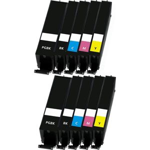 Geschikt voor Canon 570/571 XL - Multipack 10 inktcartridges - PGI-570/CLI-571 - Geschikt voor Canon Pixma MG5750 - MG5751 - MG6850 - MG6852 - MG6853 - MG7750 - MG7752 - TS5050 - TS5051 - TS5055