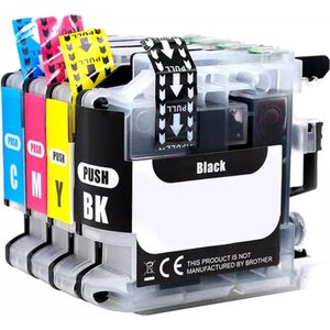 Geschikt voor Brother LC123 / LC-123 XL inkt cartridges - Multipack 4 Inktpatronen - Geschikt voor Brother DCP-J172W - DCP-J152W - DCP-J552DW - DCP-J752DW - DCP-J4110DW - MFC-J4410DW - MFC-J4510DW - MFC-J4610DW - MFC-J470DW - MFC-J4710DW - MFC-J650DW