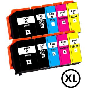 Geschikt voor Epson 202XL Inktpatronen - Multipack 10 Cartridges - Geschikt voor Epson Expression Premium XP-6000 - XP-6005 - XP-6100 - XP-6105