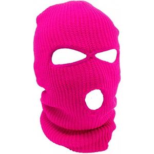 Facemask - Sportmuts - Driegats Muts - Skimuts -  Bivak - Balaclava - Donker Roze - One Size