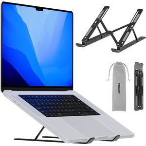 Voomy Office Laptop Standaard Verstelbaar - Ergonomisch - Aluminium Zwart