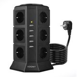 Voomy XL Stekkerdoos met Schakelaar - 5 USB Laders - 12 Stopcontacten