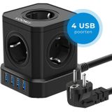 Cube Stekkerdoos 4 USB-A & 5 EU - Wit