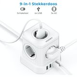 Cube Stekkerdoos 4 USB-A & 5 EU - Wit