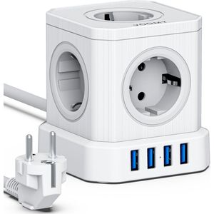 Voomy Power Cube S5 - Stekkerdoos 4 USB-A & 5 EU - Wit