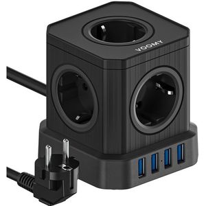 Voomy - Power Cube S5 - Stekkerdoos - Zwart - 5 EU & 4 USB-A