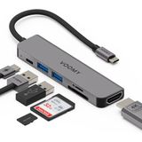 Voomy - 6-in-1 USB-C Hub - Zwart - Aluminium - Compact Ontwerp