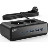 Voomy - Stekkerdoos - Wit - 2 Stopcontacten - 4 USB-Poorten