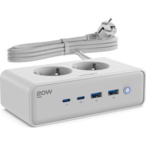 Voomy - 20W Stekkerdoos - 2 USB-C & 2 USB-A Poorten - Wit