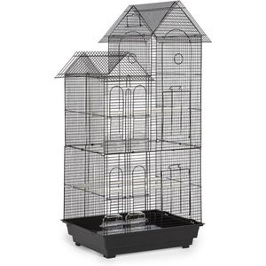 Keddoc Vogelkooi Budgie Villa - Parkietenkooi - Voor Kleine Vogelsoorten - Zwart - 52 x 41 x 110 cm