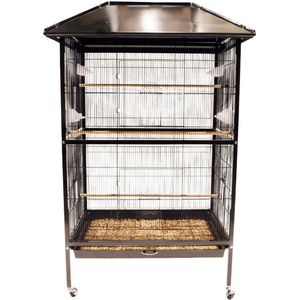 Keddoc Volière Aviary - Vogelkooi - Voor Kanaries & Parkieten - Zwart - 106 x 87 x 170 cm