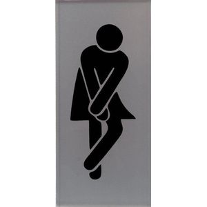 WC Toilet deur bordje dames - vrouw nodig - Glas Acrylaat - 6 x 13 cm - Promessa-Design.