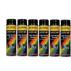 Motip Hoogglans Acryllak Zwart - 500 ml - Doos 6 Stuks