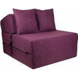 Luxe logeermatras - violet - camping matras - reismatras - opvouwbaar matras - 200 x 70 x 15 - met kussens