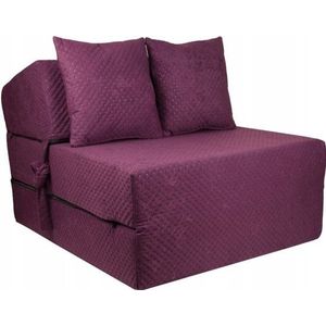Luxe logeermatras - violet - camping matras - reismatras - opvouwbaar matras - 200 x 70 x 15 - met kussens