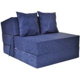 Viking Choice Logeermatras - Navy Blauw - Opvouwbaar - 200x70x15 - Met Kussens