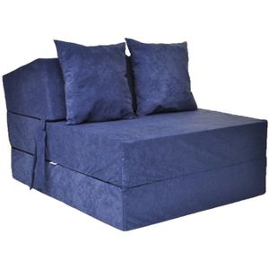 Viking Choice Logeermatras - Navy Blauw - Opvouwbaar - 200x70x15 - Met Kussens