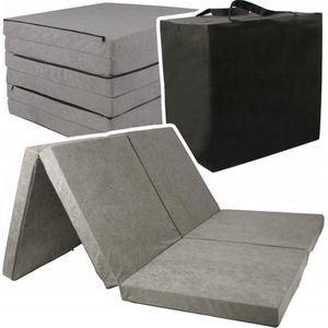 Opvouwbaar 2 Persoons Matras  Wasbare Hoes  195cm X 120cm X 7cm  Grijs