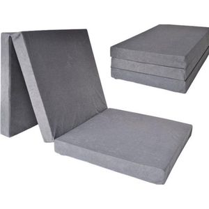 Logeermatras - grijs - camping matras - reismatras - opvouwbaar matras - 195 x 60 x 10