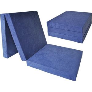 Logeermatras - navy blauw - camping matras - reismatras - opvouwbaar matras - 195 x 60 x 10