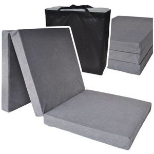 Logeermatras grijs - opvouwbaar matras - 195x80x10 cm - campingmatras