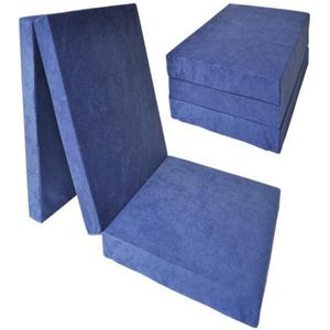 Logeermatras extra dik - navy blauw - camping matras - reismatras - opvouwbaar matras - 195 x 80 x 15