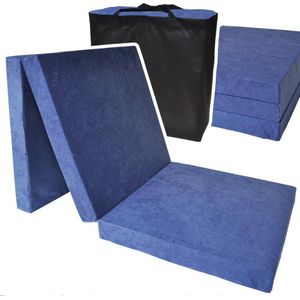 Logeermatras Extra Dik - Navy Blauw - Camping Matras - Reismatras - Opvouwbaar Matras