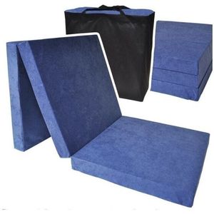Logeermatras extra dik - navy blauw - camping matras - reismatras - opvouwbaar matras - 195 x 70 x 15