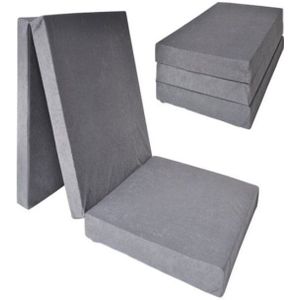 Logeermatras extra dik - grijs - camping matras - reismatras - opvouwbaar matras - 195 x 70 x 15
