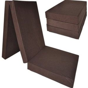 Logeermatras extra dik - bruin - camping matras - reismatras - opvouwbaar matras - 195 x 70 x 15