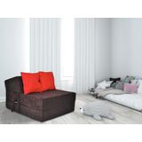 Viking Choice - Luxe logeermatras - bruin - opvouwbaar - 200 x 70 x 15 - met rode kussens