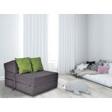 Luxe logeermatras - grijs - opvouwbaar matras - 200 x 70 x 15 - met groene kussens