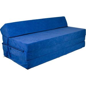 Opvouwbaar matras met hoofdkussen  Wasbare hoes  200cm x 120cm x 10cm  Donkerblauw