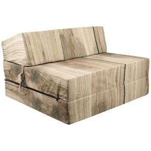 Logeermatras hout motief - opvouwbaar matras - 200x90x15 cm - campingmatras