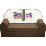 Kinder slaapbank - sofa - bruin - logeermatras - 85 x 60 - uil