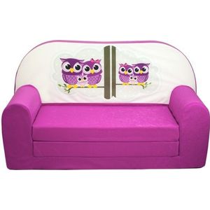 Viking Choice Kinder slaapbank - Mini sofa voor kinderen - Roze - Logeermatras - 85 x 60 - Uil