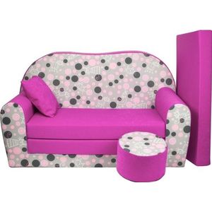 Luxe kinder slaapbank set - roze poesjes - 170 x 100 x 8 - complete meubelset - eenvoudig te reinigen - veilig en duurzaam