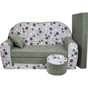 Luxe kinder slaapbank set - mat groen - poesjes - 170 x 100 x 8 - eenvoudig te reinigen - hoge kwaliteit