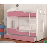 Kinder Stapelbed Roze - 160 X 80 cm - Huisbed Inclusief Matras